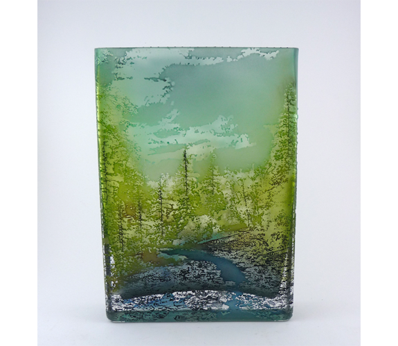 Mary Melinda Wellsandt - Etched Glass Vase, River